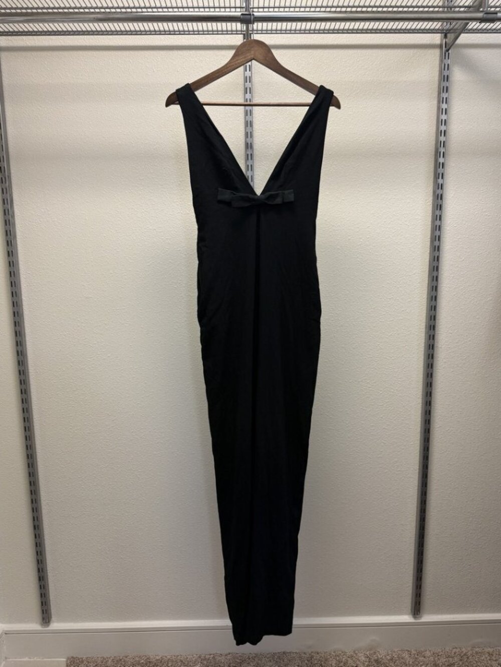 Zara x Stefano Pilati Collection Long Jumpsuit with Bow Black Wide Leg M
